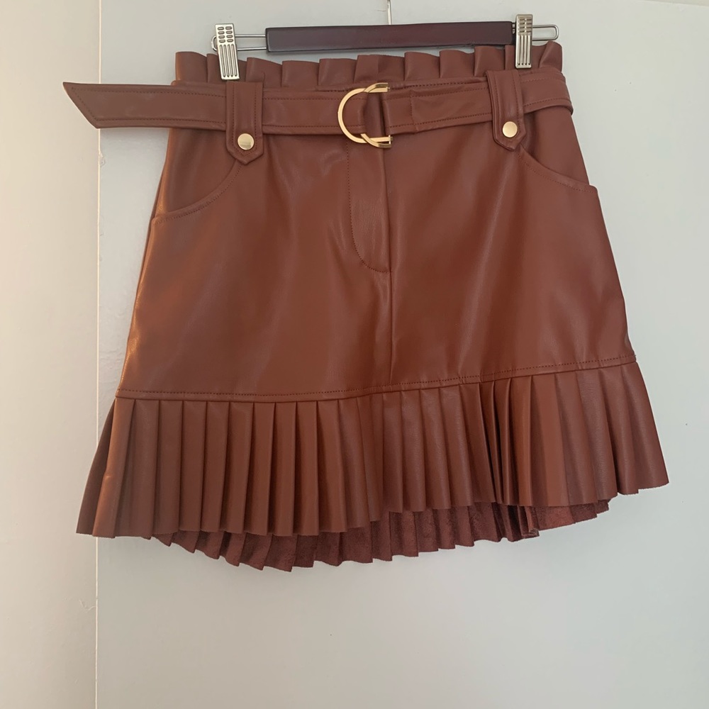 Zara faux leather pleated mini skirt L